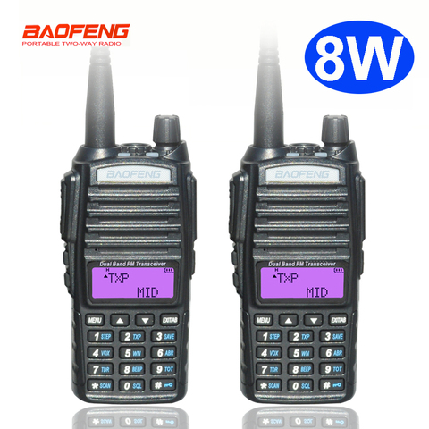 2pcs/lot portable Radio Baofeng UV-82 walkie talkie UV 82 CB Ham Radio Vhf Uhf UV82 radio Transceiver + long soft antenna 771 ► Photo 1/1