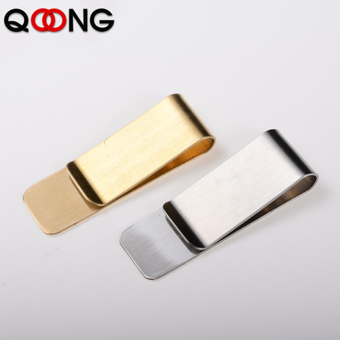 QOONG 2022 Stainless Steel Brass Men Money Clip Wallet Card Folder Holder Hollow Design Card ID Case Clip Wallets for Men Brands ► Photo 1/6