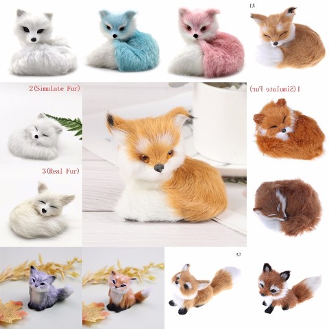 Cute Simulation Fox Toy Mini Squatting Fox Model Home Decoration Wedding Birthday Gift Stuffed Plush Toys ► Photo 1/6