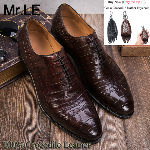 Men's Handmade Black Shoes Crocodile Embossed Leather 100% Dress & Formal Shoes