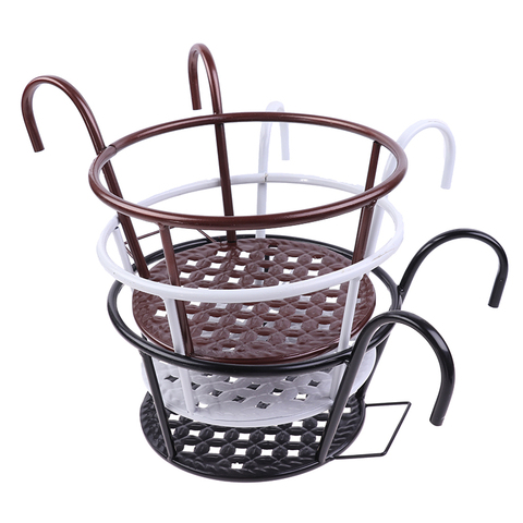 3Sizes Outdoor Hanging Basket Plant Iron Racks Garden Supplies Fence Balcony Round Flower Pot Home Decoration ► Photo 1/6