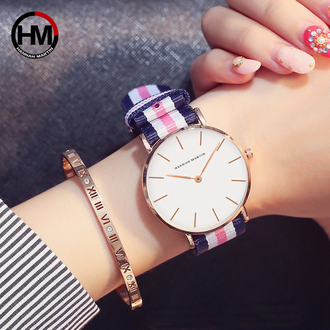 Japan Quartz Movement Fashion Girl Student Casual Young Ladies Watches Nylon Strap Wristwatches Brand Waterproof For Women 2022 ► Photo 1/6