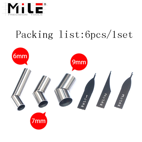 MILE 45 Degree Angle 3pcs CPU BGA Nozzle Adapter 6mm 7mm 9mm + 3pcs CPU Flying Wire Blade For Quick 861DW 856 AX 731 Hot Air Gun ► Photo 1/6