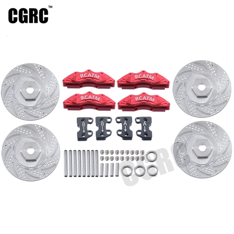 4pcs CNC Metal Front Rear Brake Discs Calipers For 1/10 RC Crawler Car Traxxas TRX4 Defender Bronco  G500 TRX6 G63 OP Parts ► Photo 1/6