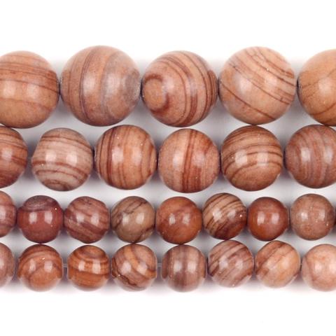 Natural Light Orange Line Wood Jaspers Stone Beads Round Loose Spacer Beads For Jewelry Making 6/8/10mm DIY Bracelet Handmade ► Photo 1/6