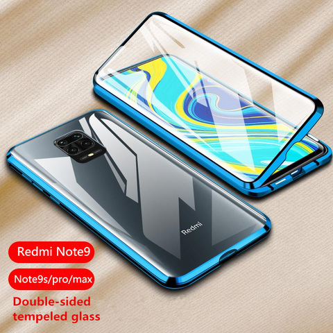 Double-sided Magnetic 360 Protect Case For Xiaomi Redmi Note 9 9s pro max 8 pro 8A K20 8T 10 9T K30 Tempered Glass Metal Cover ► Photo 1/6