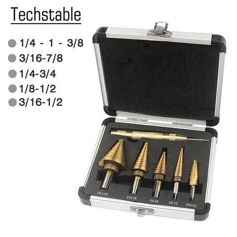 5pcs Step Drill Bit Set Hss Cobalt Multiple Hole 50 Sizes SAE Step Drills 1/4-1-3/8 3/16-7/8 1/4-3/4 1/8-1/2 3/16-1/2 Drill Bits ► Photo 1/6