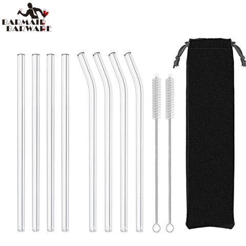 4Pcs Glass Straws Reusable Drinking Glass Tube Eco-friendly With Cleaning Brush Events Party Favors Supply ► Photo 1/6