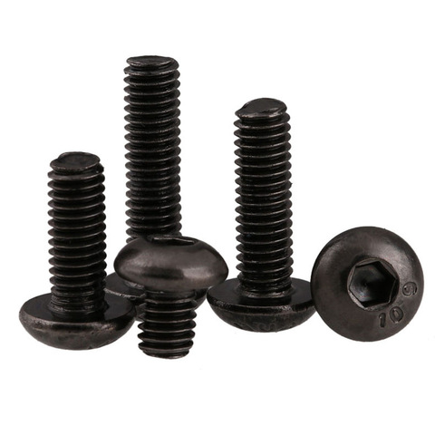 ISO 7380 Grade 10.9 Black Nickel Plating Semi-Circular Head Hexagon Screw Mushroom Head Hexagon Bolt M2-M3 30PCS ► Photo 1/6