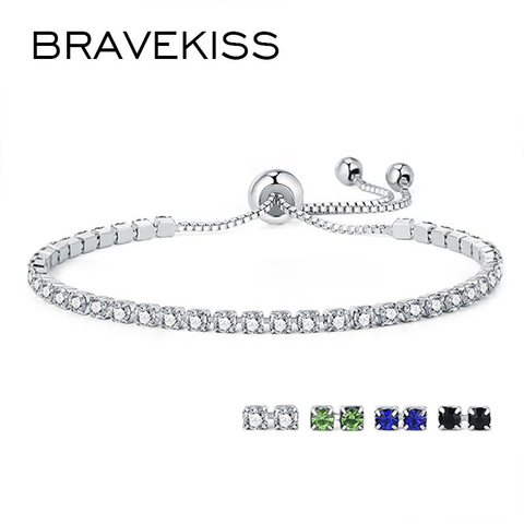 BRAVEKISS 4 Colors Adjustable Cubic Zirconia Tennis Bracelet & Bangles For Women Gifts Fashion Jewelry Luxury Bracelets BUB0124 ► Photo 1/6