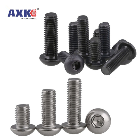 10/50pcs M2 M2.5 M3 M4 M5 M6 304 A2-70 Stainless Steel Black grade 10.9 ISO7380 Hexagon Hex Socket Head Button Allen Bolt Screw ► Photo 1/6