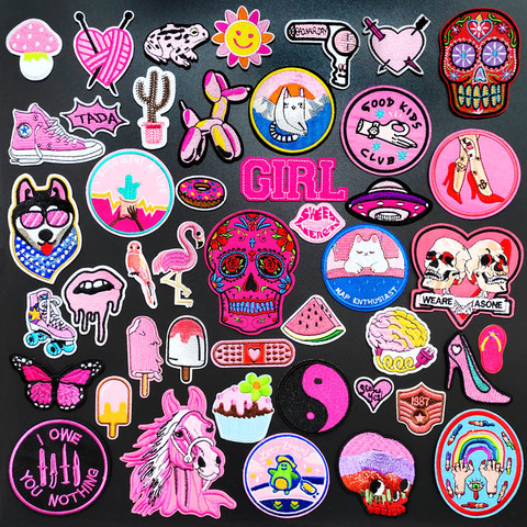 Cake Popsicle Horse Bird Iron on Patch for Clothing Embroidered Sewing Applique Woven Badge Sew On Patches PINK GIRL ► Photo 1/6