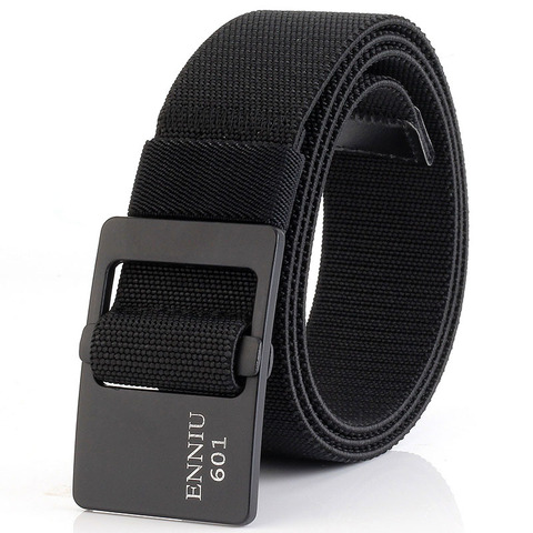 Elastic Stretch Men Belt Fashion Casual Waist Band Max 145CM Thick Canvas Simple Design Alloy Metal Buckle Wild Jeans Belts ► Photo 1/6