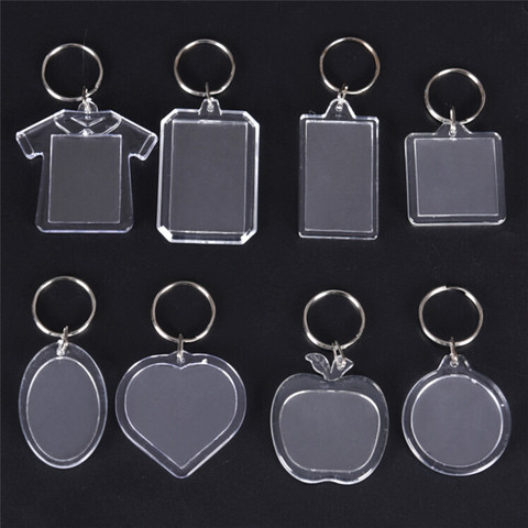 NEW 5PCs Rectangle Transparent Blank Acrylic Insert Photo Picture Frame Keyring Keychain DIY Split Ring Key Chain Gift ► Photo 1/6