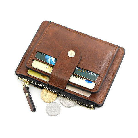 Small Fashion Credit ID Card Holder Slim Leather Wallet With Coin Pocket Man Money Bag Case For Men Mini Women Business Purse ► Photo 1/6