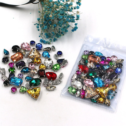 Free shipping mixed shape crystal glass rhinestones faltback sew on rhinestones for clothing earring necklace accessories ► Photo 1/5