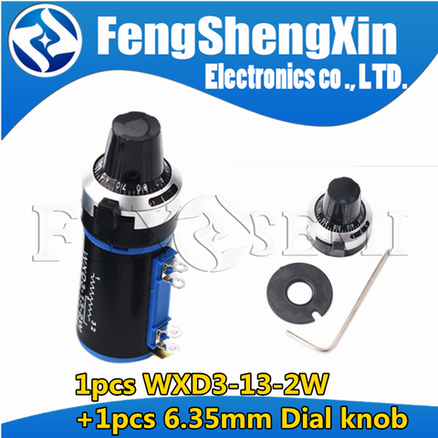 1pcs WXD3-13-2W Potentiometer + 1pcs 6.35mm Dial knob 100 200 220 470 680 1K 2.2K 3.3K 4.7K 5.6K 6.8K 10K 22K 33K 47K 100K Ohm ► Photo 1/3