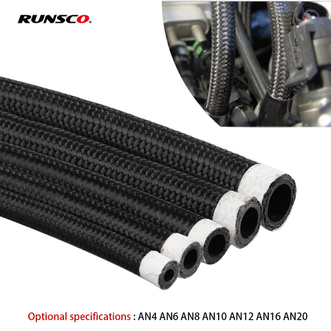 AN4 AN6 AN8 AN10 Braided Oil Line Nylon Fuel Hose Oil Gas Line Brake Line Hose For Racing Motorcycle Hose AN12 AN16 AN20 ► Photo 1/6