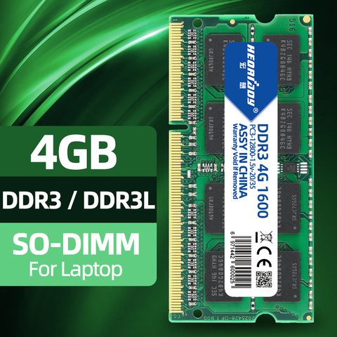 ddr 3 4gb for laptop 1600 mhz memory ram ddr3l macbook compatible 1333 mhz 4 gb 1.5v 1.35v ► Photo 1/6