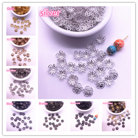 New 150pcs 8/10mm Hollow Flower Findings Cone End Beads Cap Filigree DIY Jewelry Making ► Photo 1/6