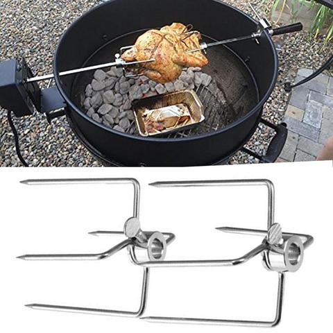 2Pcs 4 Prongs Stainless Steel Barbecue Forks Outdoor Barbecue Rotisserie Meat Forks BBQ Tool Chicken Grill Roasting Fork Kitchen ► Photo 1/6