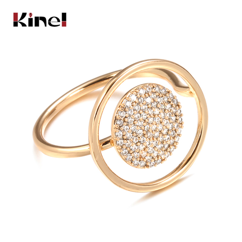 Kinel Fine Jewelry 585 Rose Gold Geometric Ring For Women Terndy Natural Zircon Wedding Ring Girls Party Christmas Gift ► Photo 1/6
