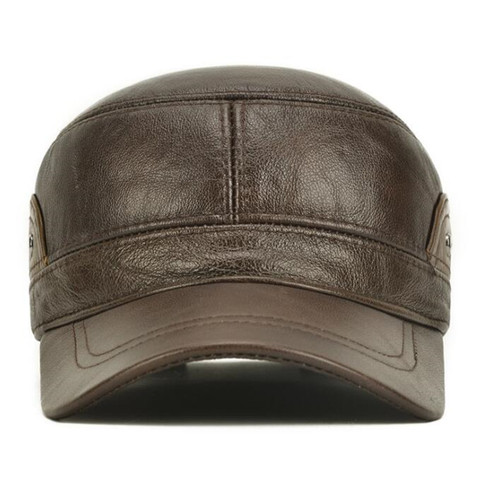 XdanqinX Men's Flat Cap Cowhide Leather Cap 2022 New Men Genuine Leather Hat Army Military Hats Adjustable Size Men Brands Caps ► Photo 1/6