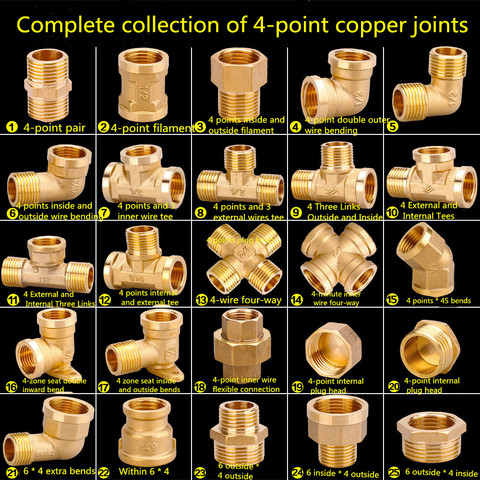 Water pipe plumbing fittings fittings copper pipe rotating nut connector inner wire copper outer wire hose outlet inner wire ► Photo 1/1