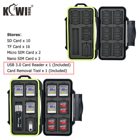 Kiwi Waterproof Camera Memory Card Case SD TF Micro SIM Nano SIM Storage Holder for Canon Nikon Sony Olympus Fuji DSLR Camare ► Photo 1/6