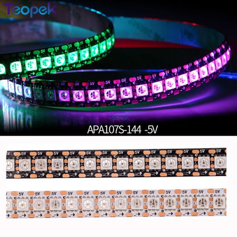 1m/5m High Density APA107 APA102 Upgrade Version RGB Strip Light HD107S Led Strip 30/60/144 pixels Black/White PCB DC5V ► Photo 1/6
