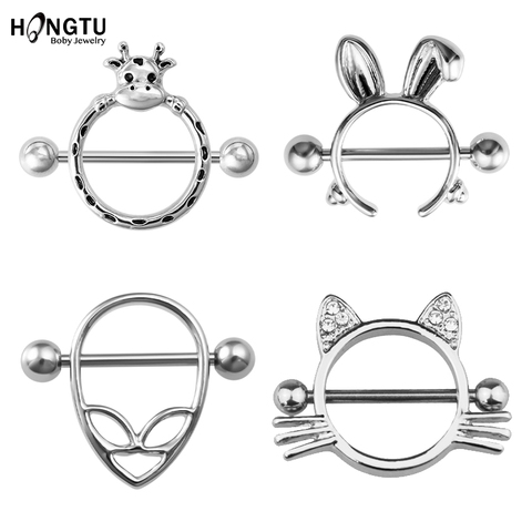 1 Pair 2022 New 14G Nipple Rings Stainless Steel Nipple Ring Shield Piercing Body Jewelry CZ Round Shape for Women Silver Plated ► Photo 1/6
