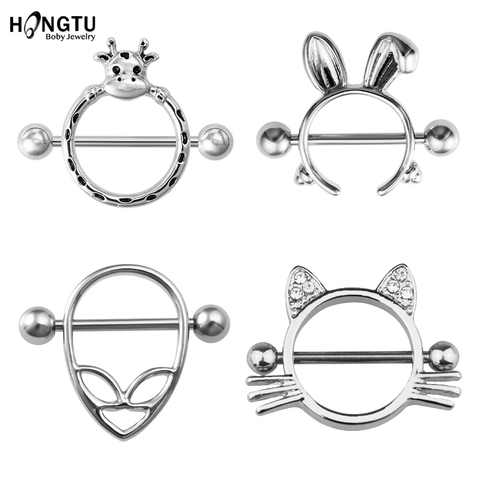 1 Pair 2022 New 14G Nipple Rings Stainless Steel Nipple Ring Shield Piercing Body Jewelry CZ Round Shape for Women Silver Plated ► Photo 1/6
