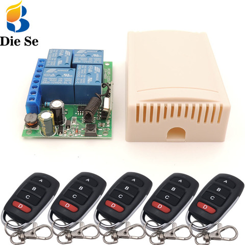 Diese 433Mhz RF Wireless Remote Control Switch  ON\OFF AC85V~250V 4-Gangs Relay Receiver and Transmitter Smart Light Switch DIY ► Photo 1/6
