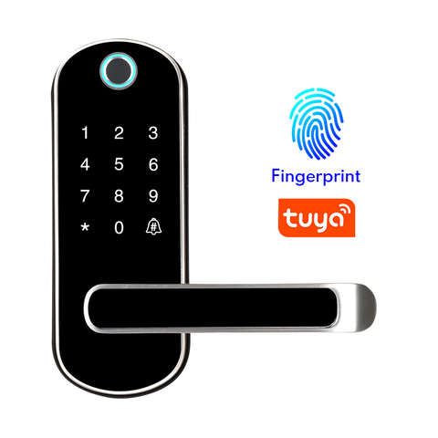 Tuya app fingerprint smart lock, wifi App waterproof button pincode Keypad electronic door lock, biometric remote control lock ► Photo 1/6