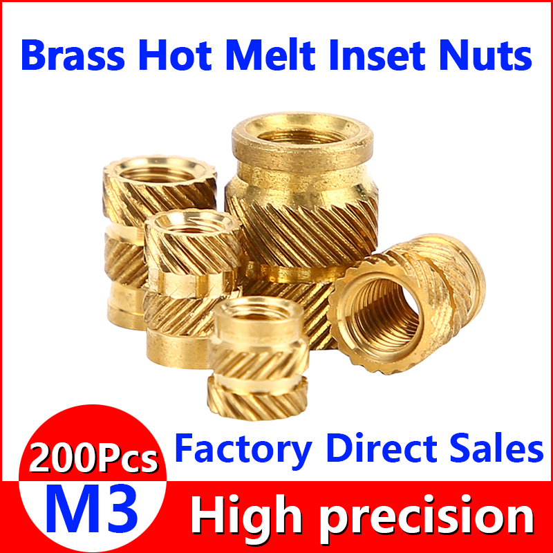 100pcs M2 M3 Brass Hot Melt Inset Nuts Heating Molding Copper Thread SL Double 
