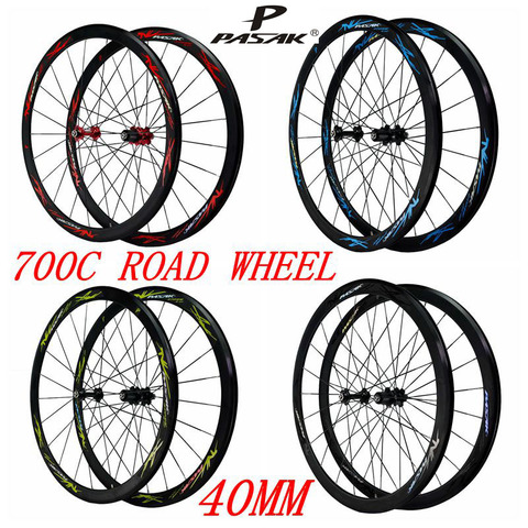 road bicycle wheeles super-light aluminum four-perlin flat spokes 3.0 racing 40 rims road bike wheel 700C with F/V ► Photo 1/6