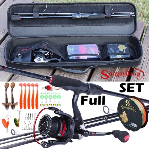 Sougayilang Portable Fishing Rod Set Carbon Fishing Rod and 13+1BB Spinning Fishing Reel and Line Bag Fishing Accessories ► Photo 1/6