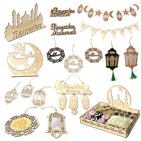 Fengrise Wooden EID Mubarak Decor 2022 Happy Ramadan Decor for Home Islamic Muslim Party Supplies Ramadan Kareem Eid Al Adha ► Photo 1/6