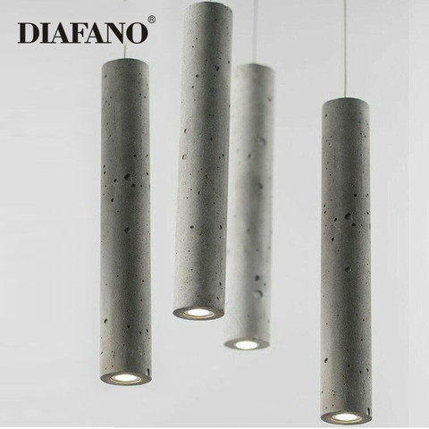 Nordic Led Cement Chandeliers bedroom restaurant bar Cafe Island Counter Hanging Light creative designer long single head Lamp ► Photo 1/6