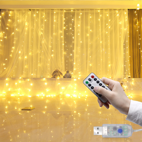 3M LED Curtain Garland on The Window USB String Lights Fairy Festoon Remote Control New Year Christmas Decorations for Home Room ► Photo 1/6