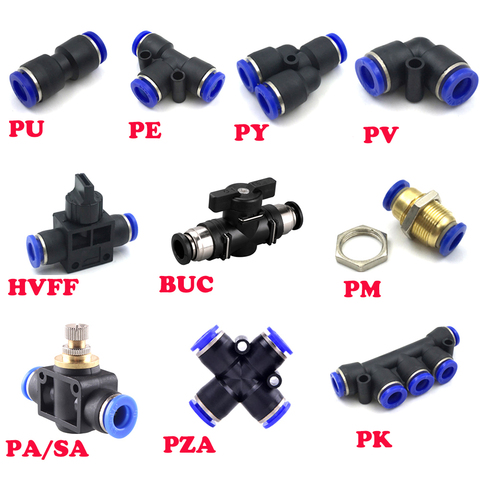 Pneumatic fittings PY/PU/PV/PE/HVFF/SA water pipes and pipe connectors direct thrust 4 to 12mm/ PU plastic hose quick couplings ► Photo 1/5