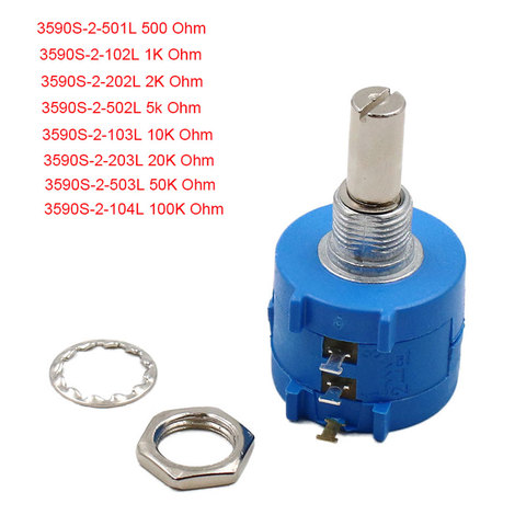 2PCS 3590S Series Potentiometer 500 1K 2K 5K 10K 20K 50K 100K ohm 3590S-2-103L 3590S 101 102 103 104 201 202 203 501 502 503 ► Photo 1/6