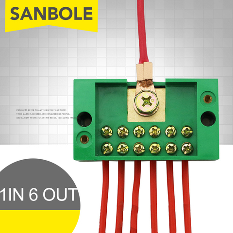 One In Six Out Junction Box Wire Cable Terminal Block For Household Wiring With Protective Plastic Cover ► Photo 1/4