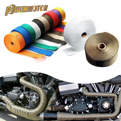 5cm*5M 10M 15M Motorcycle Exhaust Heat Wrap Thermal Exhaust Tape for Motorcycle Fiberglass Heat Shield Tape with Stainless Ties ► Photo 1/6