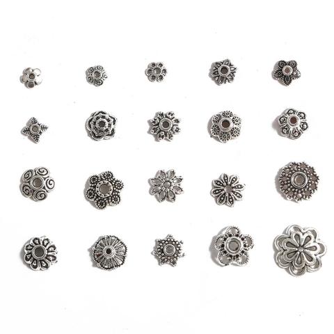 50pcs/lot Antique Silver Color Tibetan Metal Beads End Caps Flower Bead Caps For DIY Jewelry Making Findings Supplies ► Photo 1/6