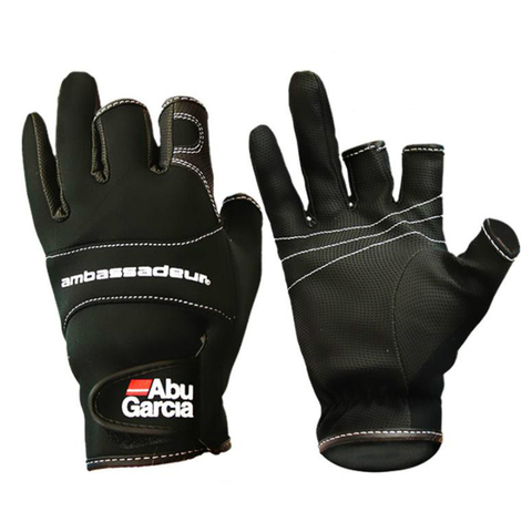 2022 New Three Fingers Cut Fishing Gloves Non-slip ABU Garcia Leather Fishing Gloves Outdoor Anti-Slip Sports Fingerless Gloves ► Photo 1/5