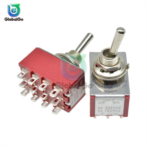 MTS-403 Mini Miniature Toggle Switch 12pin 3 Position 4PDT Rocker Switch On-On On-Off-On 120V 5A 250V 2A 13*22MM ► Photo 1/4