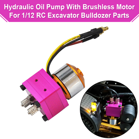 Mini Hydraulic Oil Pump with Brushless Motor For 1/12 RC Excavator Bulldozer Trailer car Parts ► Photo 1/6