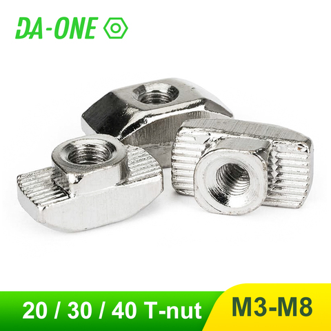 10-100PCS T-nut Hammer Head T Nut M3 M4 M5 M6 M8 Connector Nickel Plated For 20/30/40/45 Series Aluminium Profile Accessories ► Photo 1/6