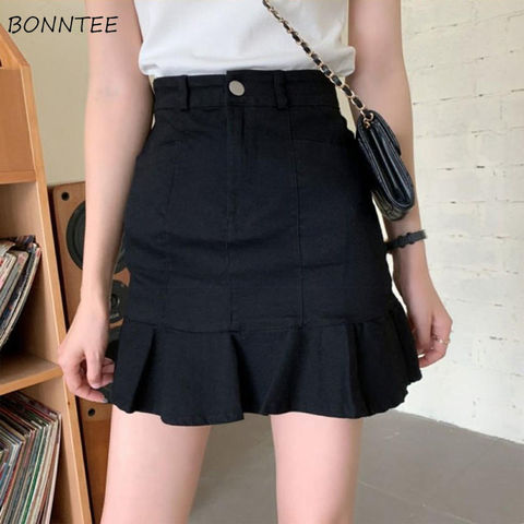 Skirts Women Abdomen Solid Minimalist High Waist Above Knee Leisure Stylish All-match Autumn BF Style Student Elegant Streetwear ► Photo 1/6